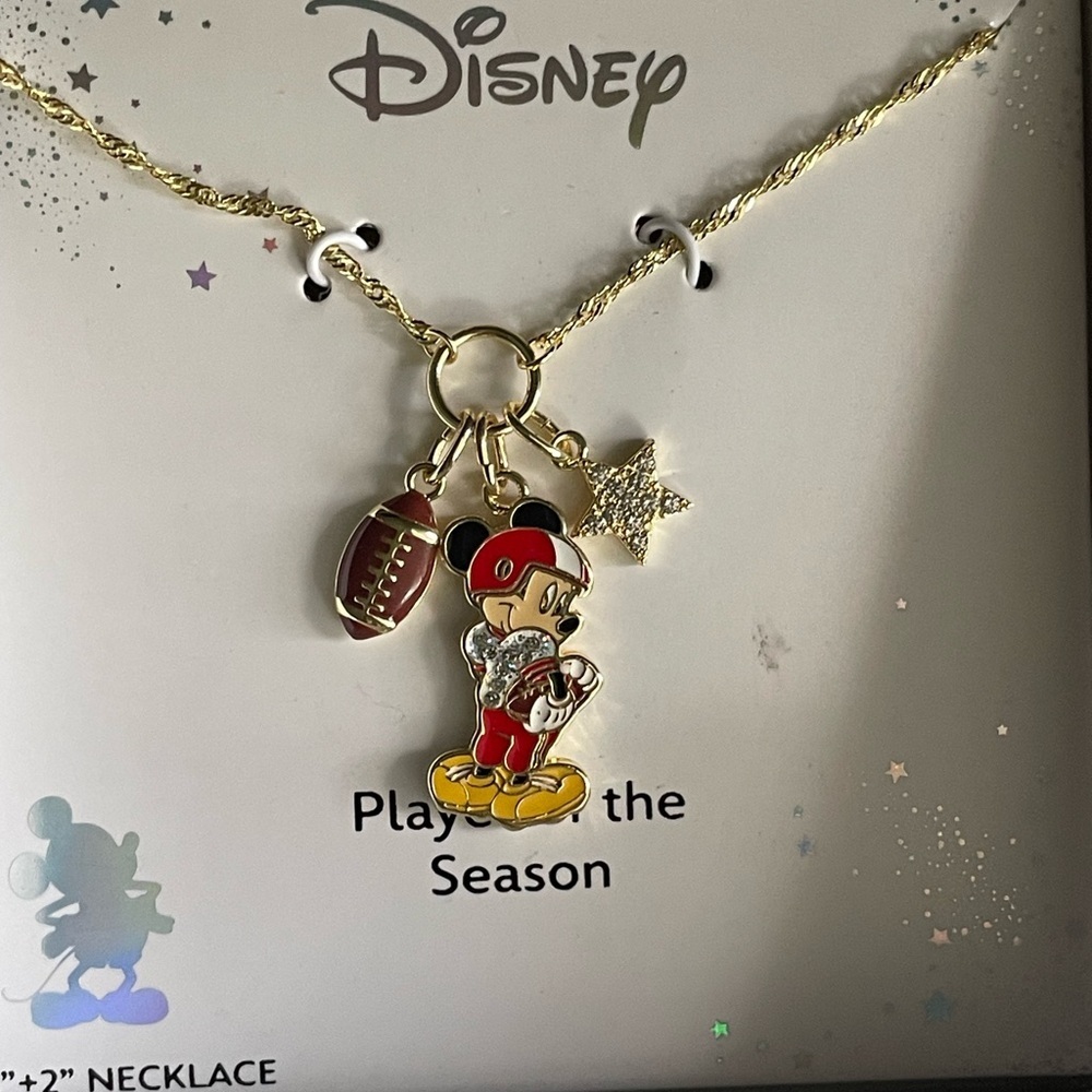 Disney Necklace,Disney Gold Mickey Mouse Sports Charm Necklace - Picture 6 of 8